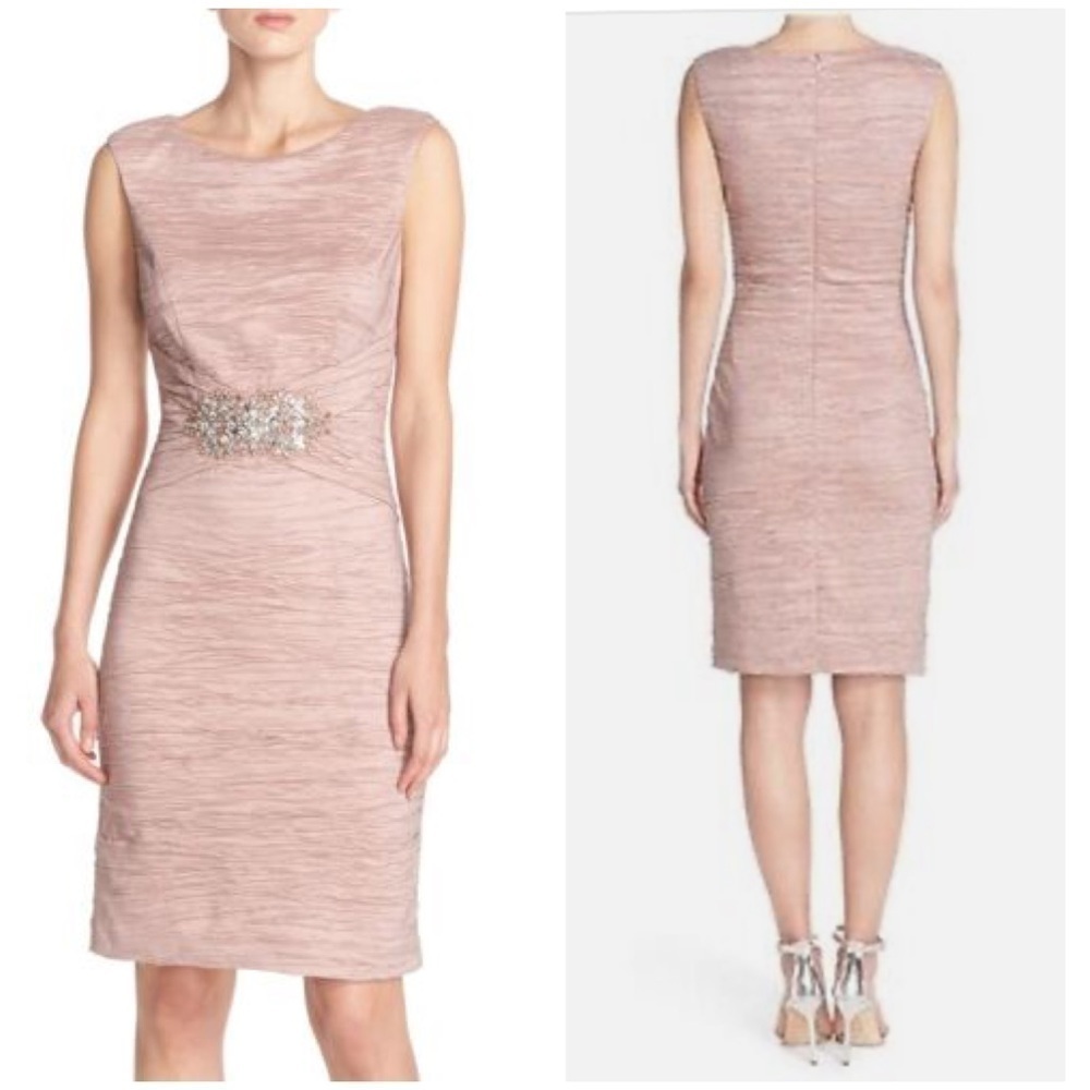 Eliza J Embellished Taffeta Sheath Dress Mauve 6